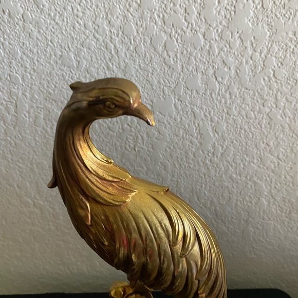2 Vintage MCM Gold Gliding Peacocks Collectible Table Sculpture 13 1/4”& 8”H - Picture 6 of 16